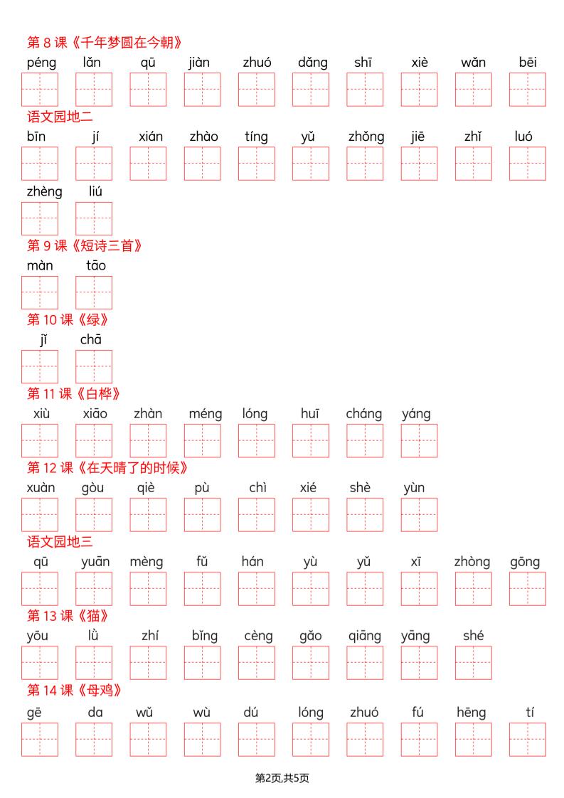 2026春四年级下册语文全册识字表看拼音写词语同步专项练习电子版资料 2026春四年级下册语文全册识字表看拼音写词语同步专项练习电子版资料