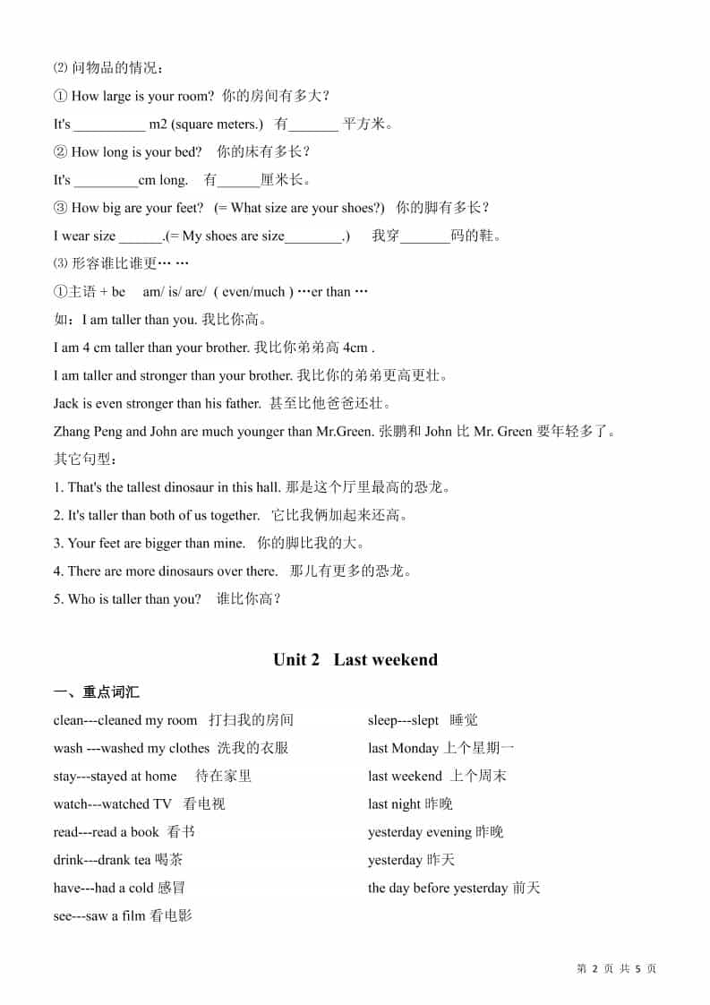 2026年人教版PEP六年级下册英语全册核心知识点归纳及单元考点总结电子版