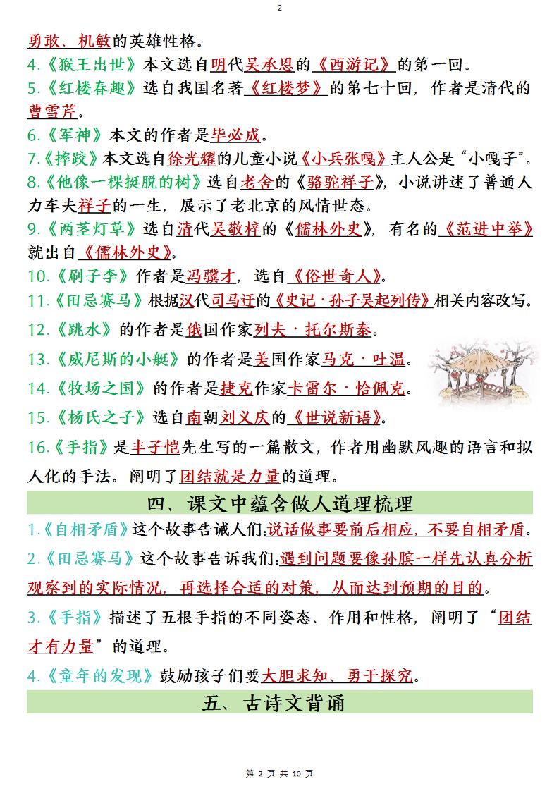 2026春五年级下册语文全册必背知识点寒假预习同步提分专项电子版资料