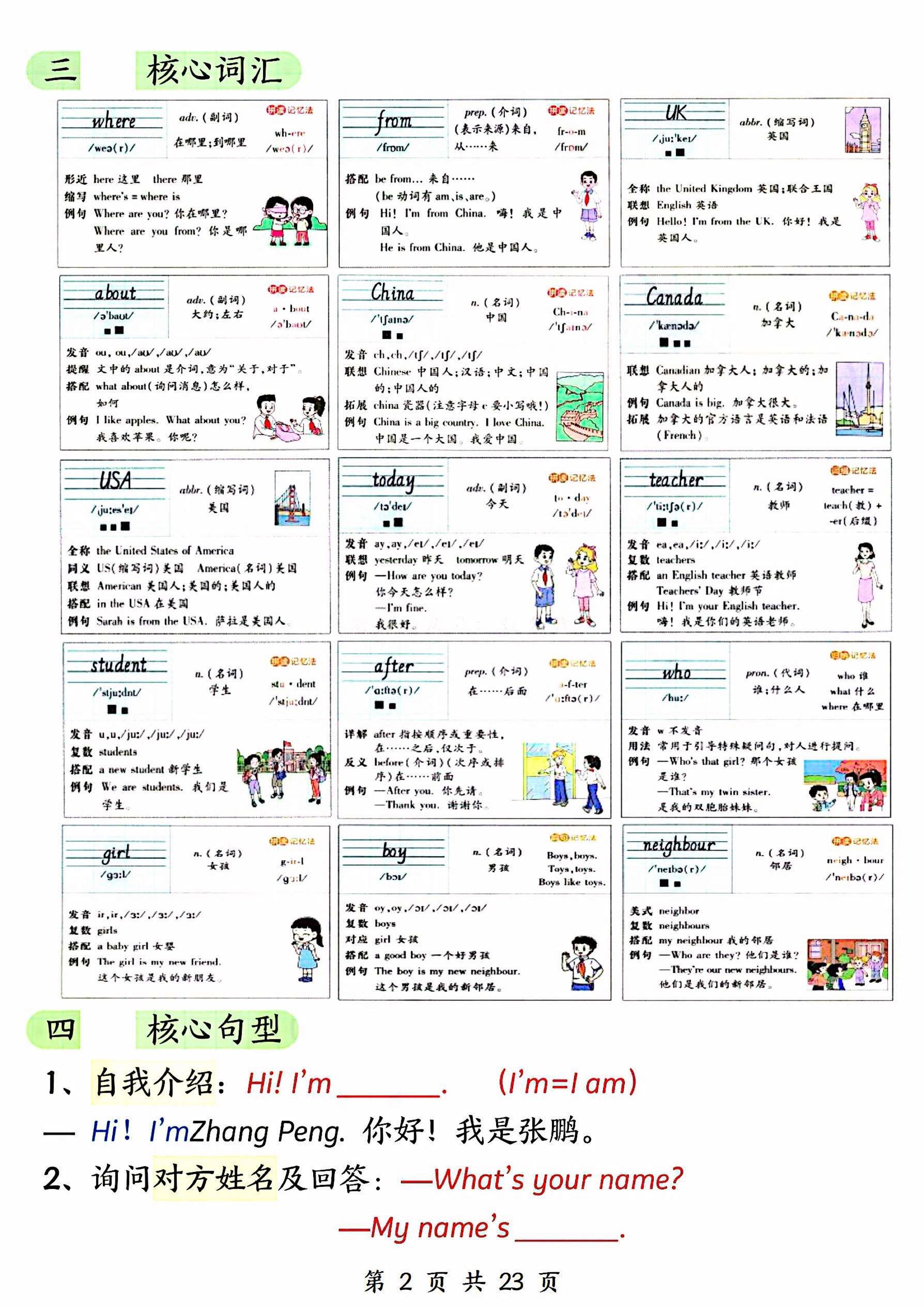 三年级下册英语人教版PEP 1-6单元知识点汇总同步复习资料电子版 三年级下册英语人教版PEP 1-6单元知识点汇总同步复习资料电子版